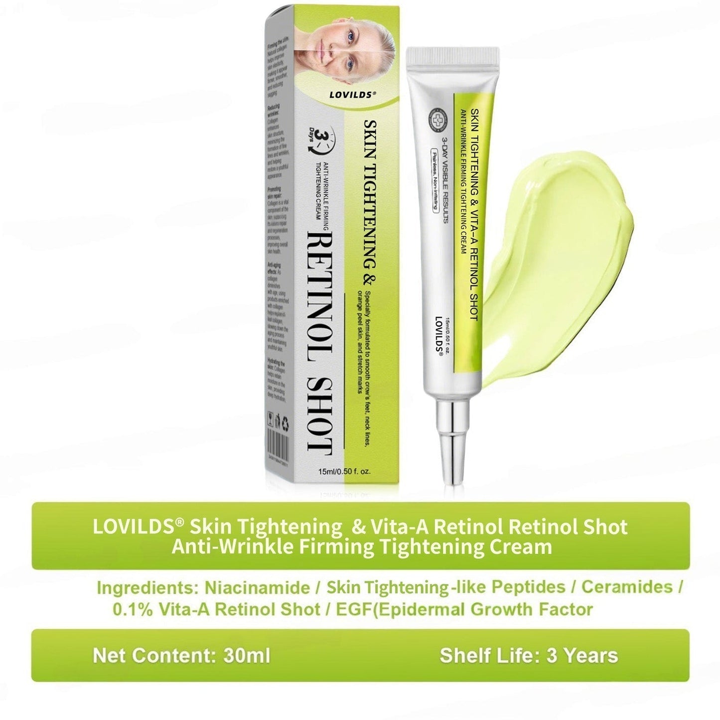 👨‍⚕️Made and shipped from the USA 💫LOVILDS® Skin Tightening & Vita-A Retinol Retinol shot Anti-Wrinkle Firming Tightening cream - Last Day Promotion 70% OFF