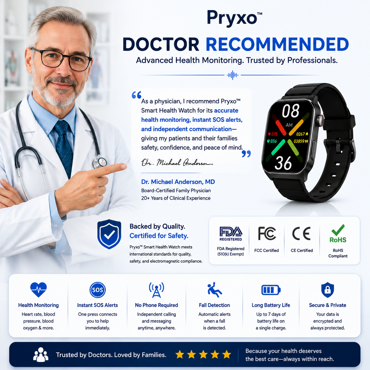 🔥 Order Today: Free Replacement Watch Strap ！Pryxo™ Standalone 4G Smart Watch with Automatic Fall Detection + GPS Location + Health Monitoring