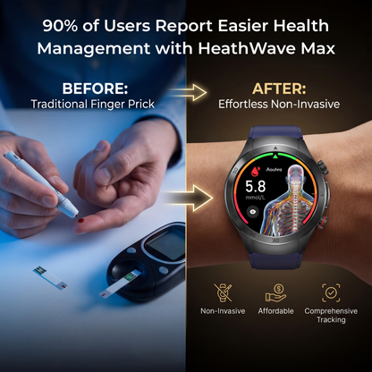 Aouhra® HealthWave Max - Best Medical Diagnosis Smart Watch, Blood Lipids Uric Acid Blood Glucose watch, ECG+PPG Fitness Tracker