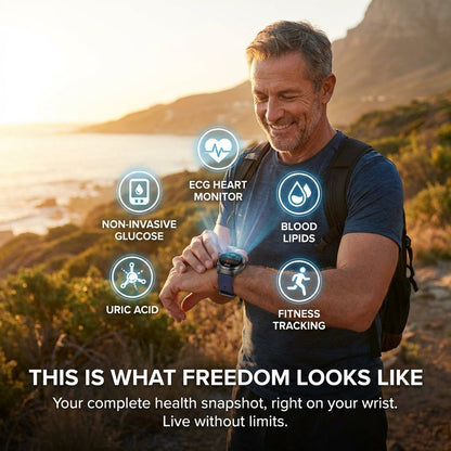 Aouhra® HealthWave Max - Best Medical Diagnosis Smart Watch, Blood Lipids Uric Acid Blood Glucose watch, ECG+PPG Fitness Tracker